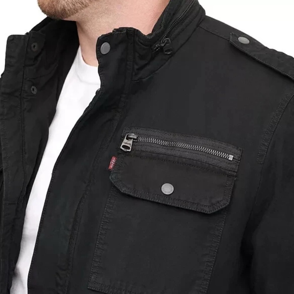 NWT Levi's Men's Two-Pocket Trucker Jacket Sherpa Lined Black Size LT - Picture 16 of 16
